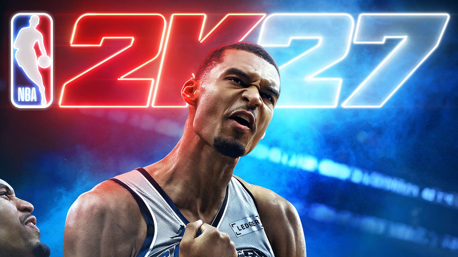 Victor Wembanyama in bright official NBA 2K27 Nintendo Switch 2 key art